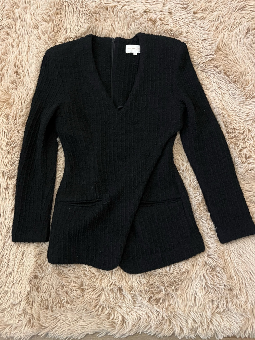 Vintage Michel Rene Black V-Neck Jacket 42